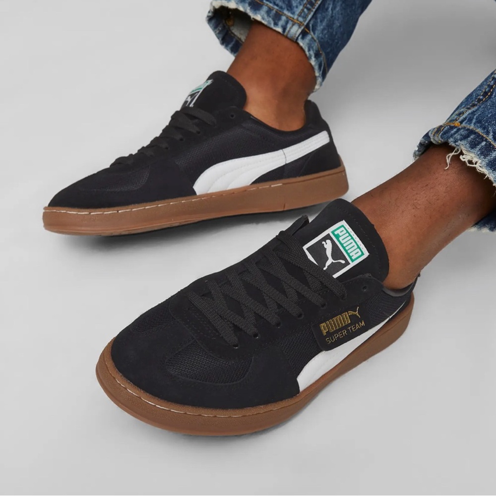 Puma Black and White Super Team Sneakers